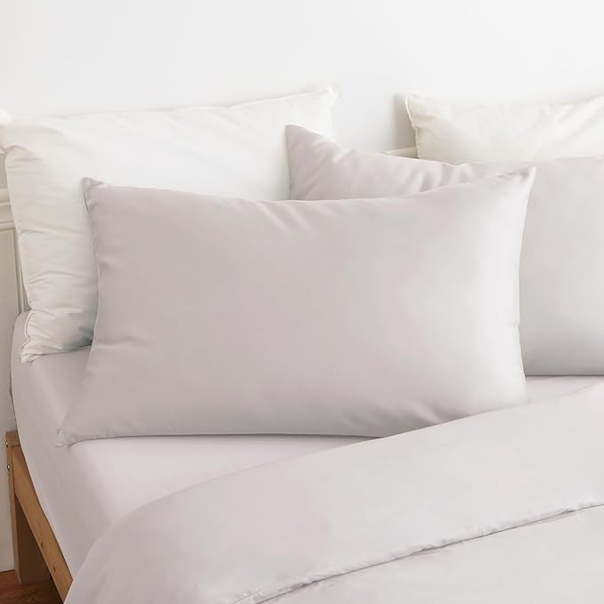 100% Cotton Classic Pillow Protectors with Invisible Zipper, 600 Thread Count Sateen Weave Soft and Breathable Pillow Cases, Protect Pillows from Dirt, Dust and Debris (King, 20"x36", Set of 4)