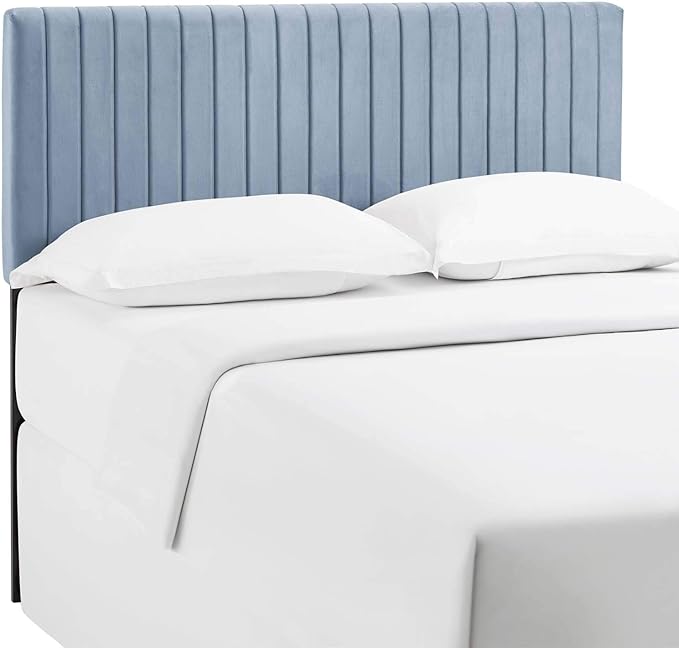 Modway Keira Channel Tufted Performance Velvet Upholstered Full / Queen Headboard in Light Blue