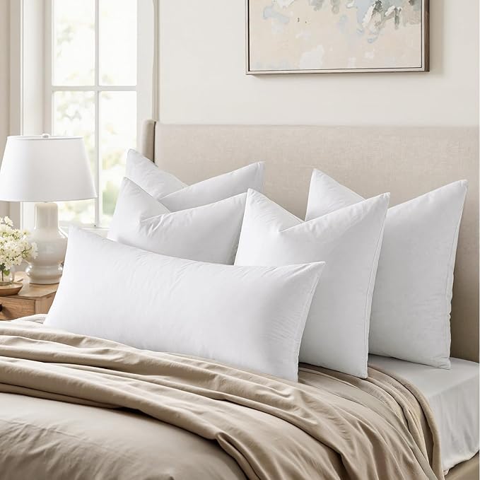 MIULEE Feather Pillow Insert 26x26, Decorative Down Throw Pillow Insert Fluffy Throw Pillow Cotton Fabric for Sofa Bed Couch