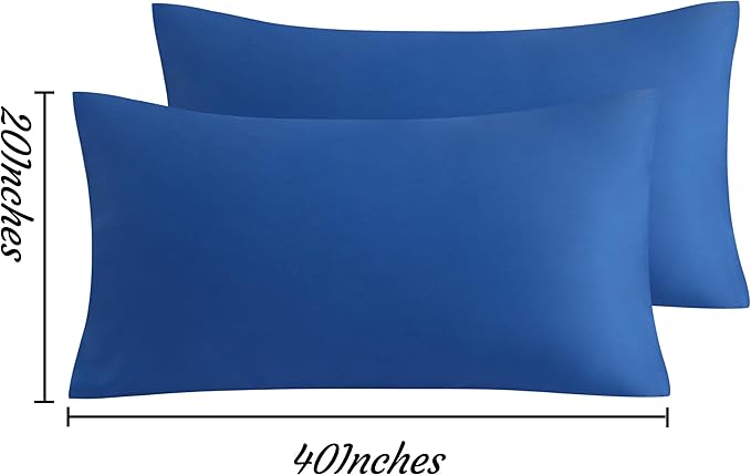 NTBAY King Pillow Cases Set of 2, 2 Pack Brushed Microfiber 20x40 Pillow Cases, Soft, Wrinkle, Fade, Stain Resistant Royal Blue Pillow Cases with Envelope Closure, 20x40 Inches, Royal Blue