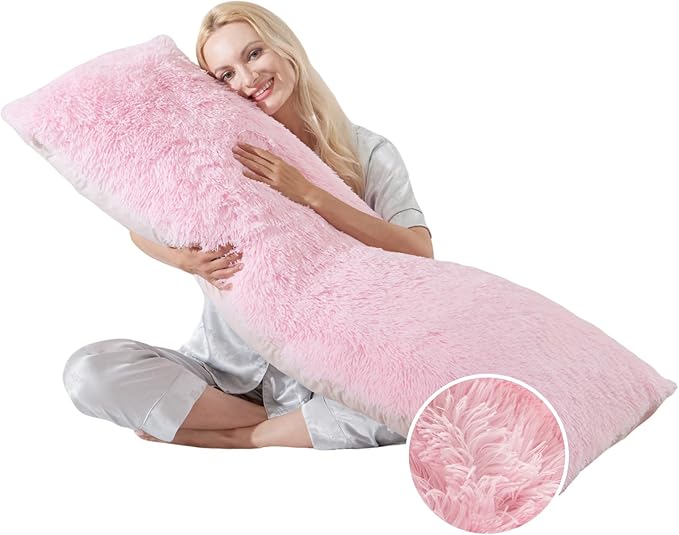 WSOFRLAC Knee Hip Pillow for Side Back Sleepers 20x54 Kids Pink Body Pillow Pillowcase with Memory Foam Pregnant Pillows for Sleeping King Size Body Bed Pillows Insert Machine Washable