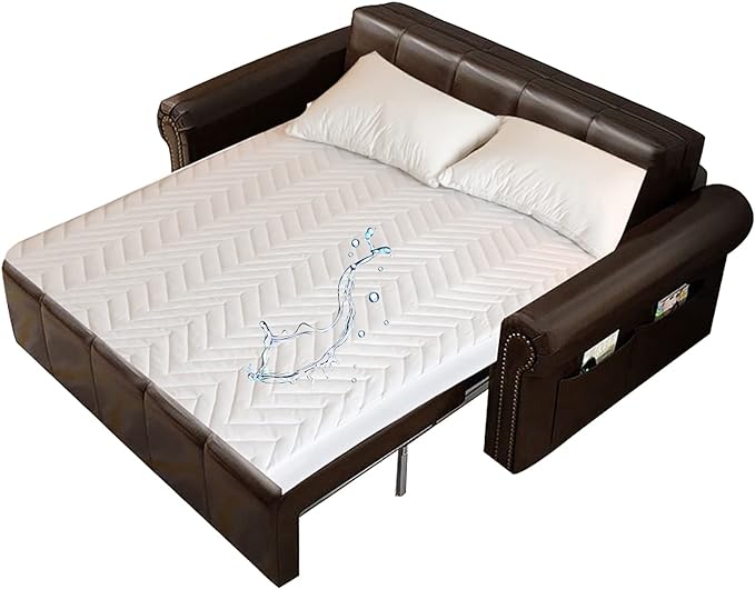 Quilted Waterproof Sleeper Sofa Mattress Protector Pad for 54x72 Full Size Pull Out Sofa Bed Fitted Matress Cover