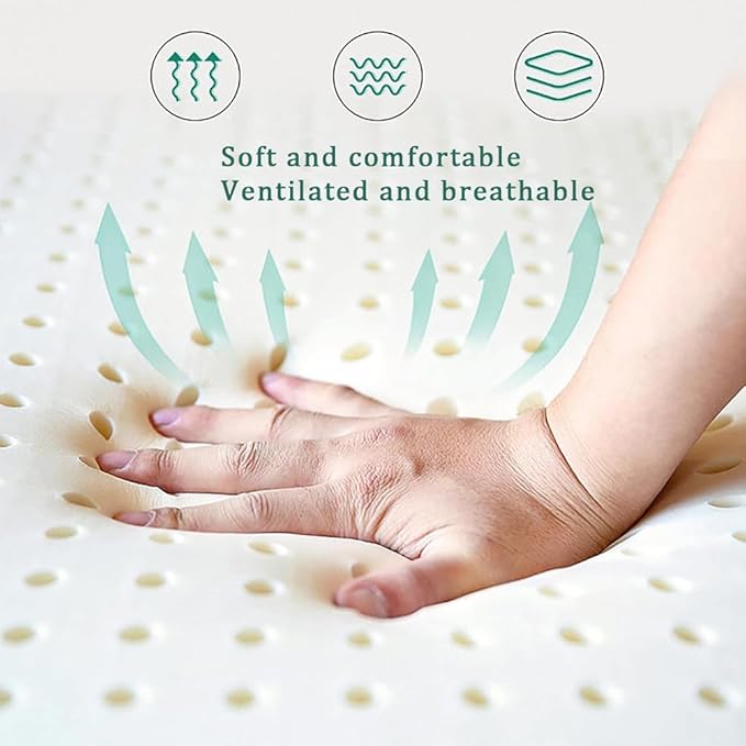 Organic Natural Latex Mattress - Single, Double, King, Twin, Full Sizes - 1 Inch Thickness - Eco-Friendly Cover Included - 160x200cm (59x79in) Hotel Quality