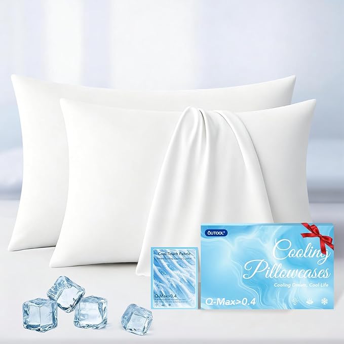 Premium Cooling Pillowcases King Size Set of 2 for Hot Sleepers&Night Sweats Beauty Sleep Reduces Wrinkles&Frizz Softer Than Silk Pillow Cover Oeko-TEX Certified White Breathable