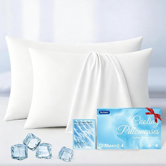 Premium Cooling Pillowcases King Size Set of 2 for Hot Sleepers&Night Sweats Beauty Sleep Reduces Wrinkles&Frizz Softer Than Silk Pillow Cover Oeko-TEX Certified White Breathable