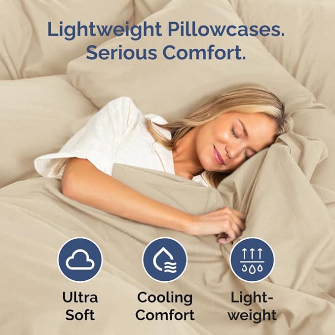 Body Pillowcases Set of 2-20x54 Long Body Pillow Case - Soft Body Pillow Cover for Sleeping & Side Sleepers - Comfy, Breathable, Wrinkle & Fade Free - Machine Washable w/Envelope Enclosure (Cream)