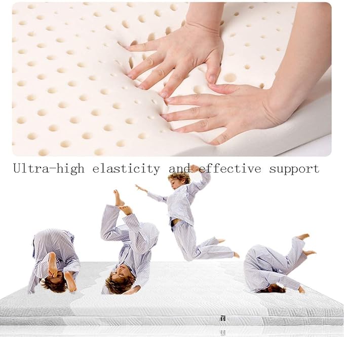 Natural Latex Mattress Topper for Back Pain Relief - Medium Firm Double Bed Pad, Pressure Relief & Removable Cover for Ultimate Comfort & Support