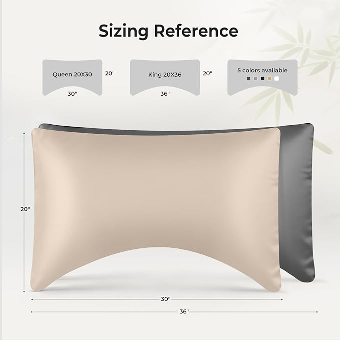 Cooling Curved Queen Pillow Case for Sider Sleeper Breathable Cool Silky Soft Pillow Cover with Zipper for Hot Sleepers,Hair and Skin Friendly,Taupe,1 Pack,20x30IN