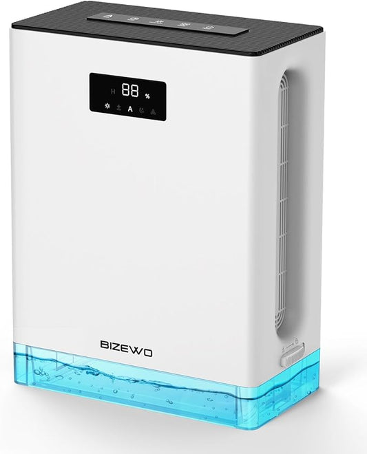 BIZEWO Dehumidifier for Home, (980 sq.ft) Queit Dehumidifiers for Bathroom, Basement, RV with 101 oz Water Tank, 2 Modes, Auto Defrost, Auto Shut Off, Timers, 7 Colors Ambient Light