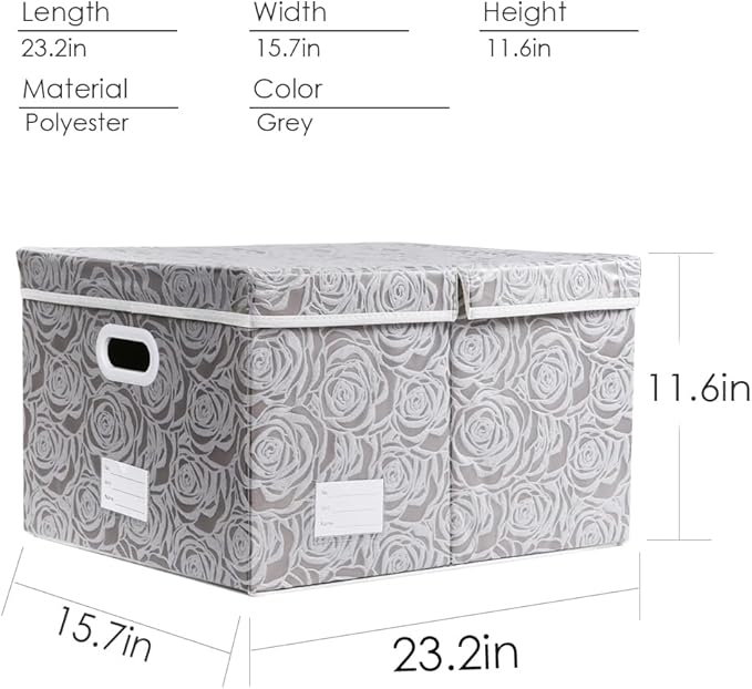 PRANDOM Jumbo Collapsible Storage Boxes with Lids Fabric Decorative Storage Bins Cubes Organizer Baskets with Cover Handles Divider for Bedroom Closet Living Room 23.2x15.7x11.8 Inch 3 Pack