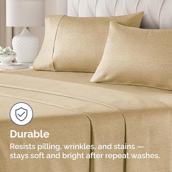 King Standard Pillow Cases Set of 2 - Ultra-Soft Hotel Quality Pillowcase Covers - Comfy, Cozy & Fade Free - Wrinkle Resistant - Machine Washable Pillow Protectors - 2 Piece Set - Heathered Tan