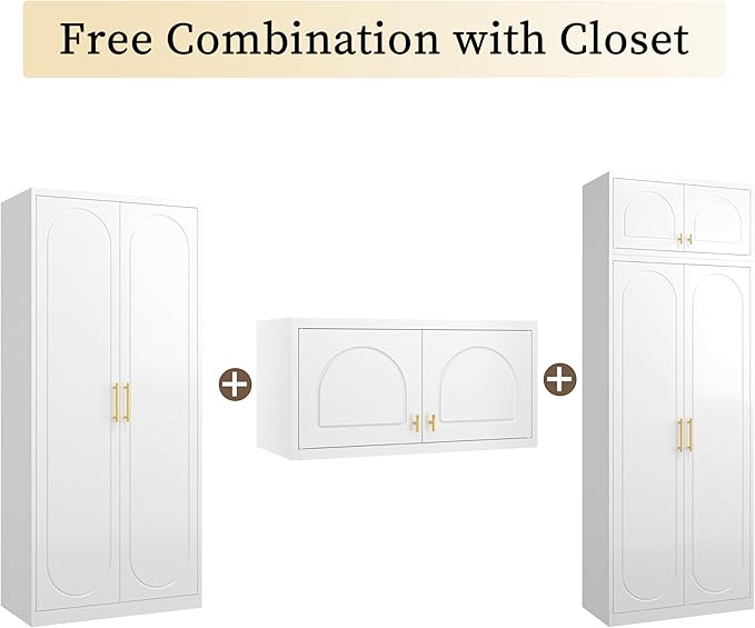 32" Metal Wall Cabinet 2 Doors,Black Hanging Cabinets with Handle,Metal Wardrobe Cabinets,Armoire Wardrobe Closet,Clothes Storage Cabinet for Bedroom, Office, Laundry Room