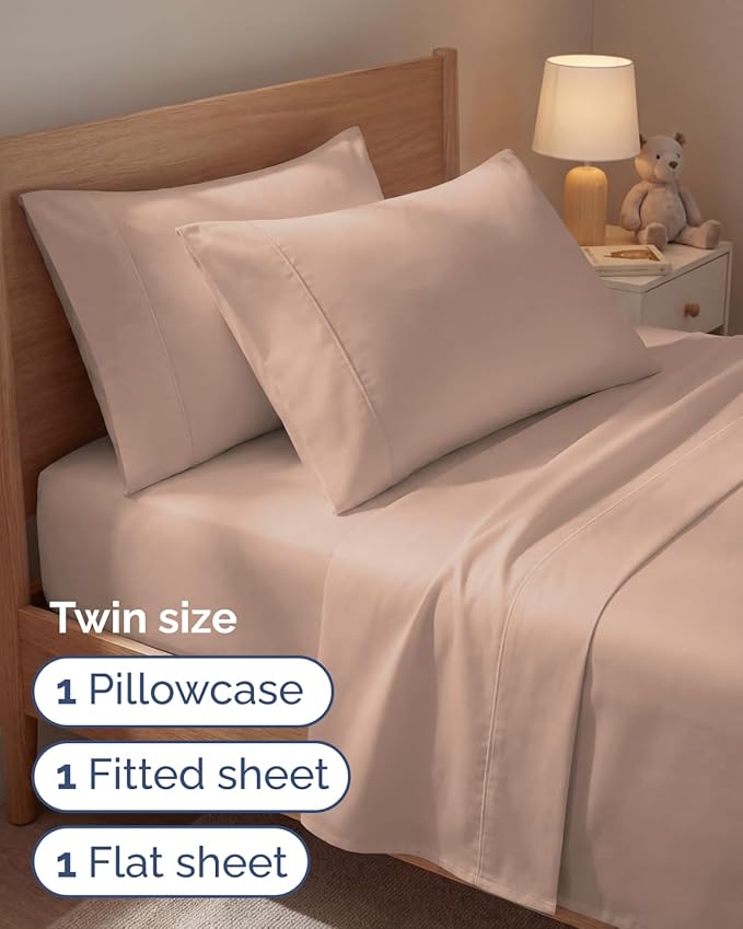 Twin 4 Piece Sheet Set - Comfy, Breathable & Cooling - Soft Hotel Luxury Bedding for Women, Men, Kids, Teens & Children - 1 Flat & 1 Fitted Sheet & 2 Pillowcases w/ Deep Pockets - Wrinkle Free - Mauve
