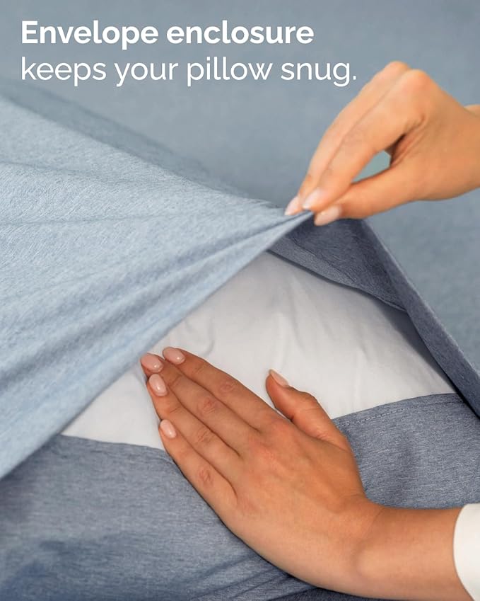 Twin 4 Piece Sheet Set - Comfy, Breathable & Cooling - Soft Hotel Luxury Bedding for Women, Men, Kids, Teens and Children - 1 Flat & 1 Fitted Sheet & 2 Pillowcases with Deep Pockets - Heathered Blue