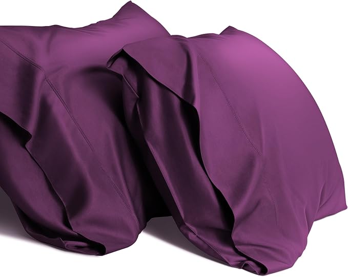 WishSmile Standard Pillow Cases Cooling Pillowcases Set of 2 Breathable Cool Silky Soft Fabric,Hair and Skin Friendly,Dark Purple,20x26IN