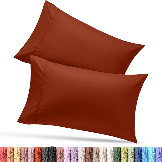 Utopia Bedding Queen Pillow Cases - 2 Pack - Envelope Closure - Soft Brushed Microfiber Fabric - Shrinkage and Fade Resistant Pillow Covers Queen Size 20 X 30 Inches (Queen, Orange)