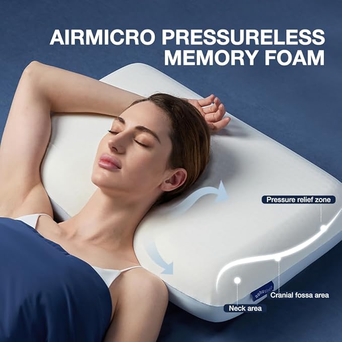 Cooling Pillow 5 inchs for Back andd Side Sleeper, Advanced Memory Foam Pillows with Cooler Case but no Firm Layer, 16x24x5 inchs