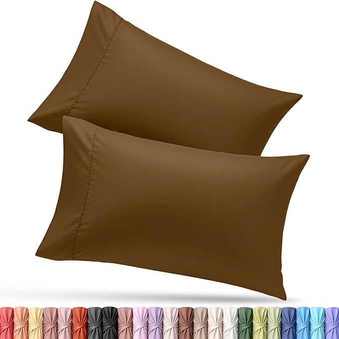Utopia Bedding Standard Pillow Cases - 2 Pack - Envelope Closure - Soft Brushed Microfiber Fabric - Shrinkage and Fade Resistant Pillow Covers Standard Size 20 X 26 Inches (Standard, Mocha)