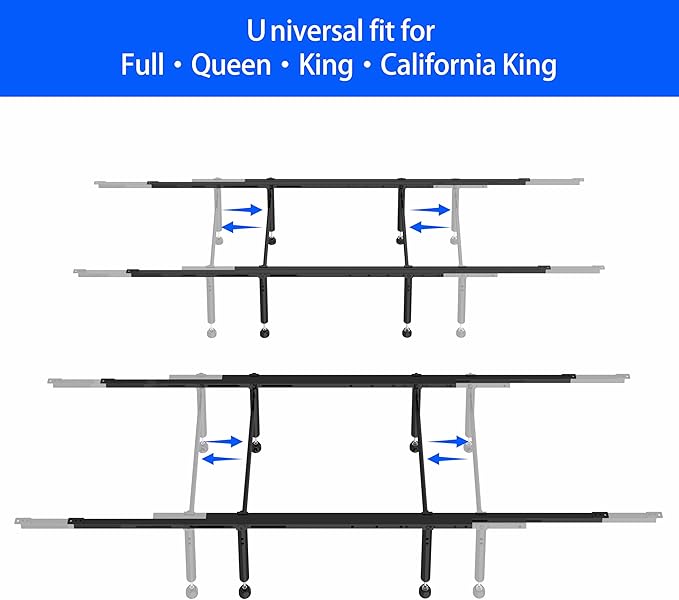 Bed Center Support with 8 Adjustable Legs - Heavy Duty Metal Middle Support Bar System for Full Queen King Cal King Wood,Upholstered,Metal Beds
