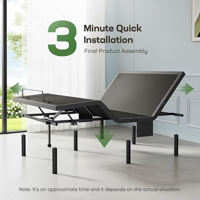 Marsail MS01-2 Split King Adjustable Base with Massage, Wireless Remote, 4 Adjustable Heights, Nightlight, 3 Minutes Fast Assembly