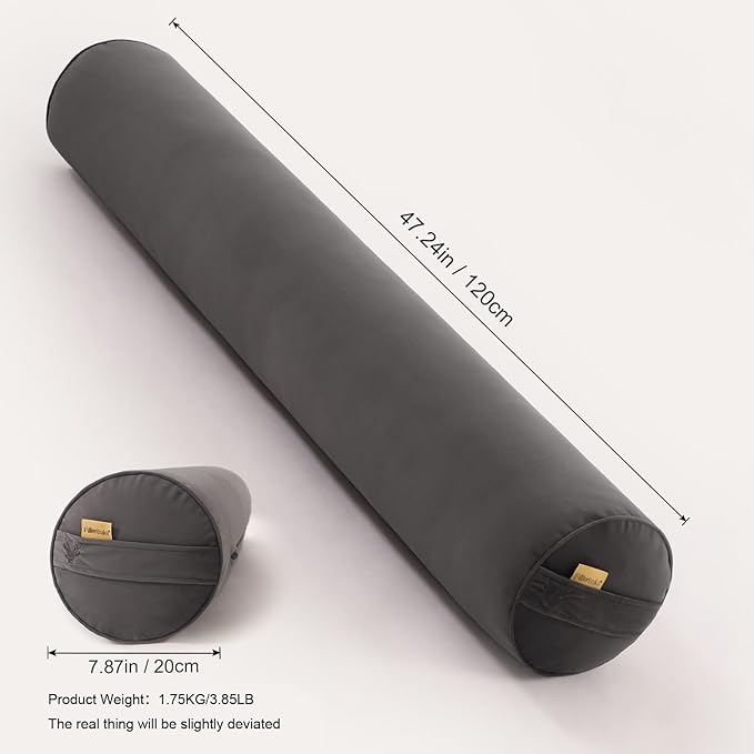 Body Pillow for Adults,Long Round Pillow,Big Cylindrical Pillow,Large Full Bolster Pillows for Side Sleepers (Steel Gray, 47.24"*7.87")