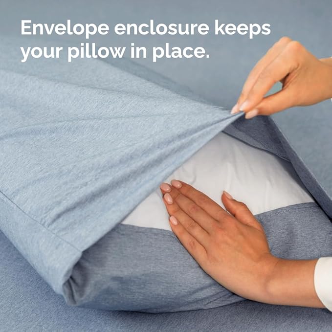Standard Pillow Cases Set of 4 - Soft Hotel Quality Pillowcase Covers - Comfy Bedding for Women, Men, Kids & Teens - Machine Washable Pillow Protectors - 4 Piece Set - Standard Size Heathered Blue