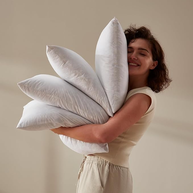 Euro Pillow Inserts Set of 2, Soft Fluffy Square 26 x 26 Inches Decorative Pillow Insert, Feather and Down Filled Throw Pillows