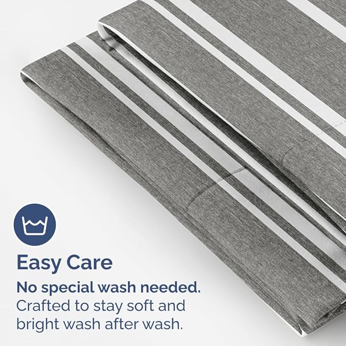Body Pillowcases Set of 4-20x54 Long Body Pillow Case - Soft Body Pillow Cover for Sleeping & Side Sleepers - Comfy, Breathable & Fade Free - Machine Washable w/Envelope Enclosure - (Grey Stripes)