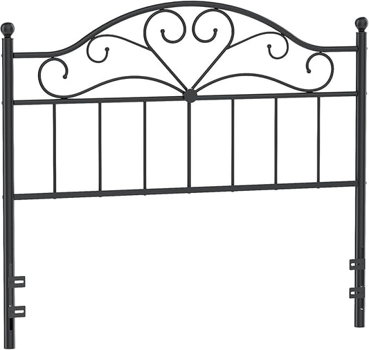 Merronix Vintage Headboard for Queen Size Bed Frame, Metal Headboard Only Queen Size Freestanding Headboard with Universal Adapters, Height Adjustable, Easy Assembly, Black