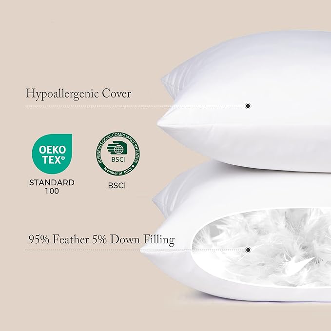 puredown® 30 x 30 Feather Down Throw Pillow Insert, 1 Pack Euro Pillow for Decorative Bed Cushion Couch Sofa