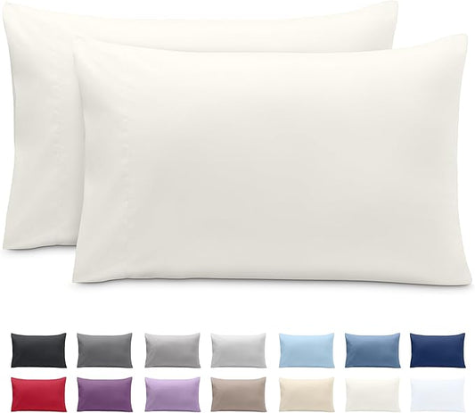 Bare Home Microfiber Pillow Cases - King 20x40 - Cooling Pillowcases - Double Brushed - Easy Care - Envelope Closure (King Pillowcase Set of 2, Cream)