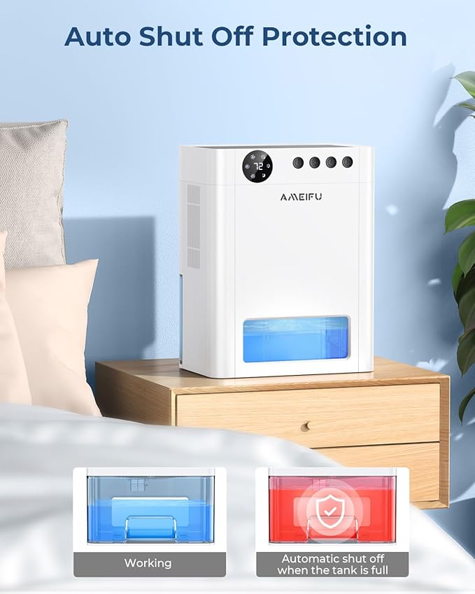 Dehumidifier for Home, 135 OZ Water Tank (1000 sq.ft), Quiet Dehumidifier for Bathroom Bedroom RV Closet with Timer Setting, Auto Shut Off, 7 Colors LED Light, Sleep Mode, White