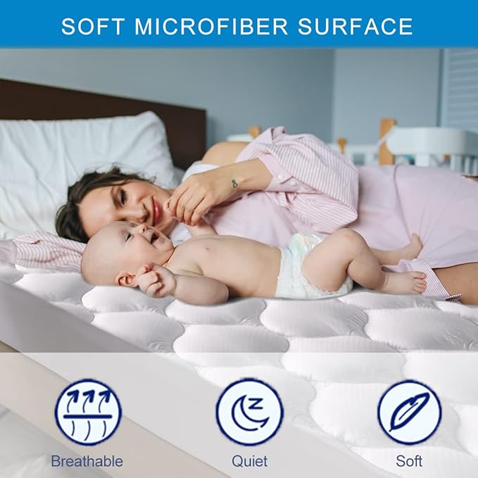 King Size Quilted Fitted Waterproof Mattress Pad, Premium Hollow Material Filling Mattress Protector, Breathable, Quiet, Cooling, Machine-Washable Mattress Cover with 21” Deep Pocket