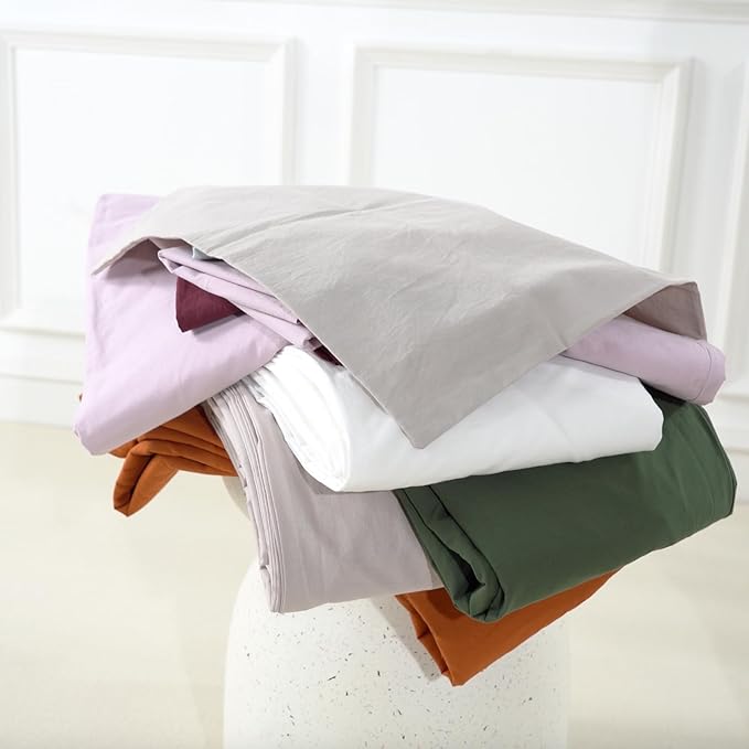 NEXHOME PRO Duvet Cover Set Oversized Queen 98"x98" Linen Look Textured Organic Natural 100% Washed Cotton Duvet Cover 3 Pieces Bedding Set Zipper Closure, Breathable, Forest Green (No Comforter)