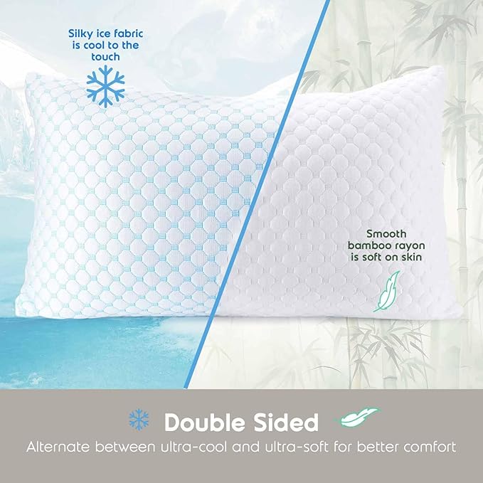 Nestl King Size Cooling Pillow for Sleeping 1 Pack, Luxury Shredded Memory Foam King Pillow, Adjustable Cold Gel Pillows for Hot Sleepers, Supportive Cool Pillows for Side, Back, Stomach Sleepers