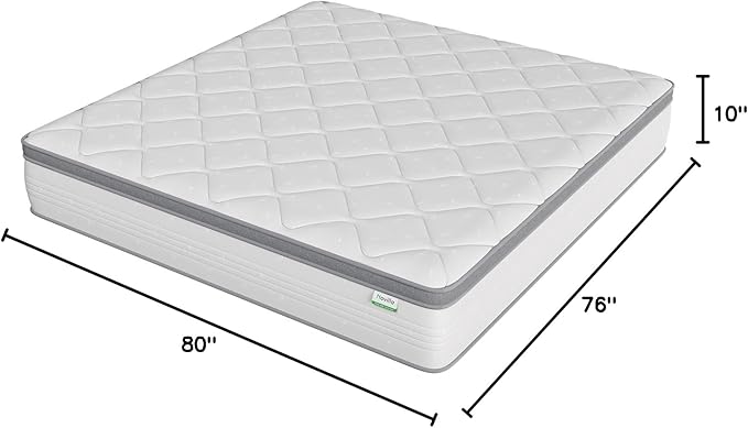 Novilla King Size Mattress, 10 Inch Hybrid King Mattress in a Box, Pocket Innerspring Hybrid Mattresses for Motion Isolation, Pressure Relief & Enhanced Edge Support, Medium Firm Feel