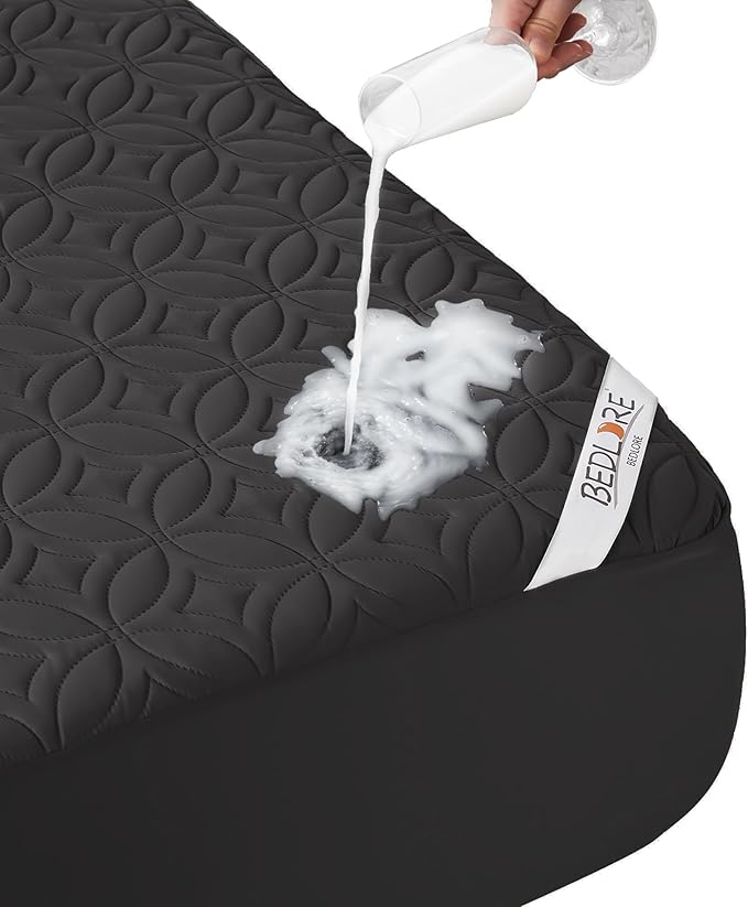 BEDLORE Waterproof Mattress Protector, California King Size Mattress Pad with Deep Pocket 6"-18" Depth, Soft Noiseless Dirt-Proof Bed Mattress Cover Washable for Home, Bedroom, Hotel (Black)