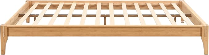 Merax King Size Bamboo Platform Bed, Mid-Century Modern Bed Frame with Wood Slat Support, No Box Spring Needed, Easy Tool-Free Assembly, Natural