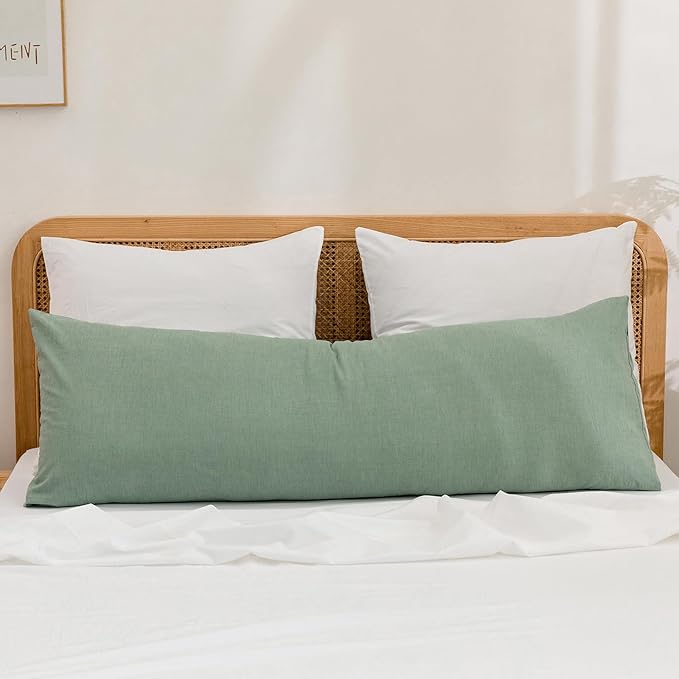 BESTOUCH 100% Washed Cotton Pillowcase for Hair and Skin Linen Feel Soft Comfortable Breathable 2 Set Pillow Case with Envelope Closure Solid Bright White Euro 26x26 Inches