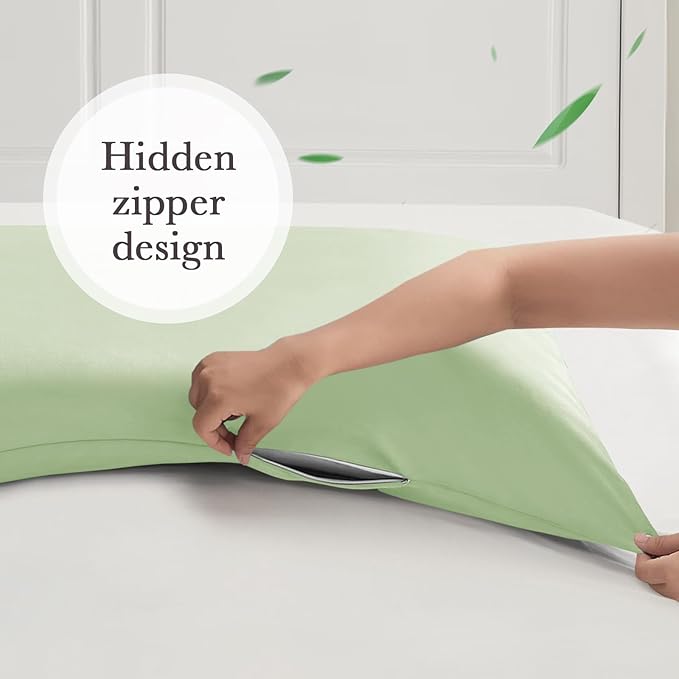 Curved Pillow Case King Size, Side Sleeper Pillow Cases Cover Cooling Rayon Derived from Bamboo with Zipper for hot Sleepers Hair and Skin, Breathable Silky Soft Pillowcase 1 Pack 20 * 36 Inches