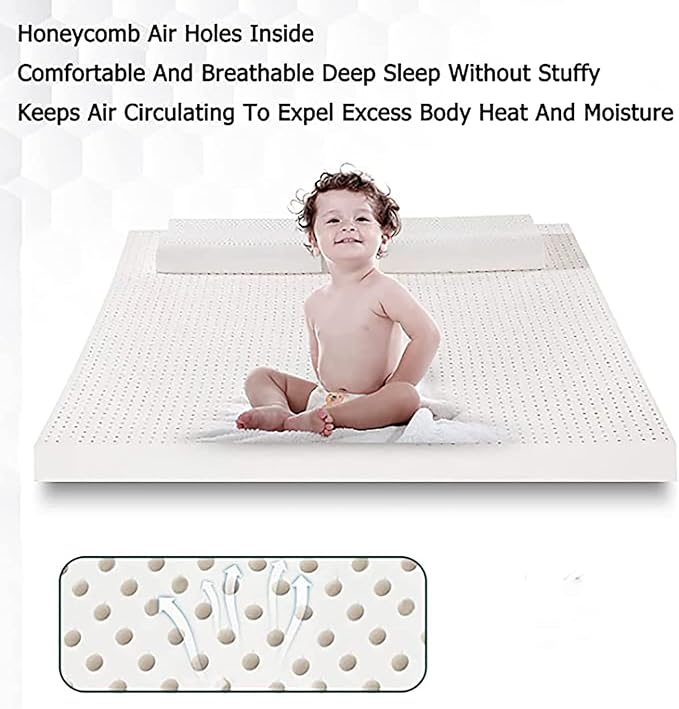 Natural Latex Mattress, 1/2/3/4In Medium Soft Organic Mattress Foldable Floor Sleeping Bed,Full,54x75x4in