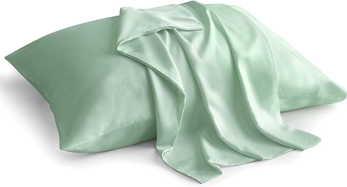 BEDELITE Pillow Cases Queen Size Set of 2, Rayon Derived from Bamboo, Cooling Pillow Cases for Hot Sleepers & Night Sweats, Breathable and Silky Soft Envelope Pillowcases(Mint Green, 20"x30")