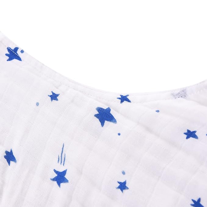 TADO MUSLIN Toddler Sleep Sack 2-4T, 0.5 TOG Lightweight Wearable Blanket for Baby, 100% Organic Cotton Muslin 4 Layers, Sleeveless Sleeping Bag, 2-Way YKK Zipper, OEKO-TEX Certified, Blue Star Moon