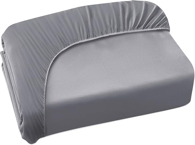King Fitted Sheet Only,King Size Sheets for Air Mattress Up to 18 Inches Extra Deep Procket, Bed Mattress Sheets Stretchable Breathable Jersey Knit Cover, Gray