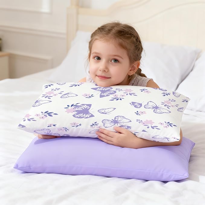 Cloele Kids Toddler Pillowcase Envelope Travel Pillowcase Baby Pillow Cover Fits Pillows Sized 12x16 or 13x18-2 Pack Soft Children’s Bedding Pillowslip Case for Boys and Girls -Butterfly