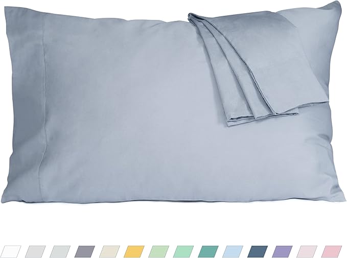 Pillow Cases, Standard Queen Size Cotton Percale Weave Pillowcases, Pre-Shrunk Breathable and Hypoallergenic Pillowcases, Set of 2 (2 Piece Standard/Queen 20 Inch x 30 Inch, Dark Gray)