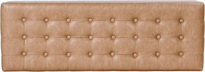 HomePop Modern Tufted Storage Bench - Sand Faux Leather