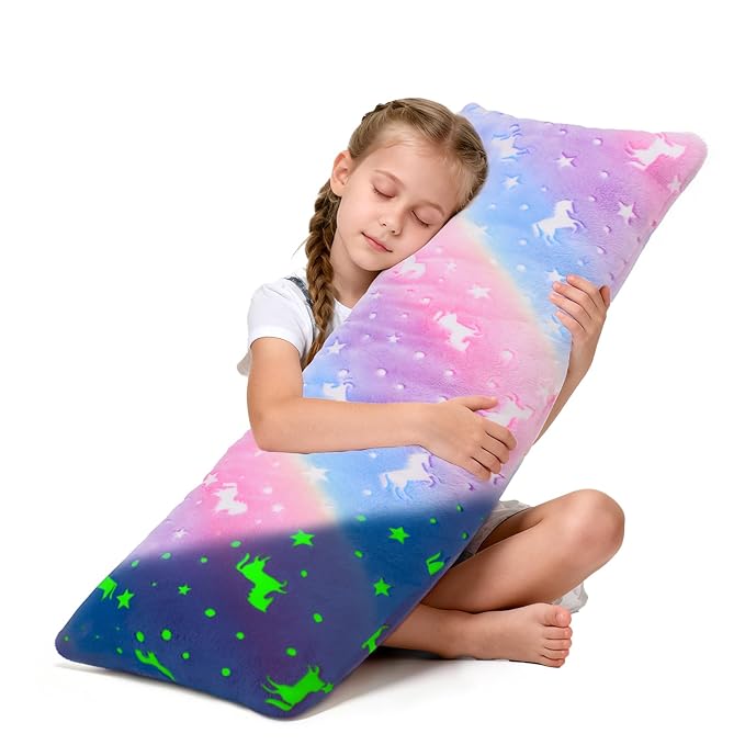 Cloele Body Pillow Cover Glow in The Dark Long Pillow Cases Full Length Pillow Case - 21x54 inches Unicorns Ultra Soft Body Pillowcase for Kids Girls Decorative Body Pillow Pillowcases(Only Cover)