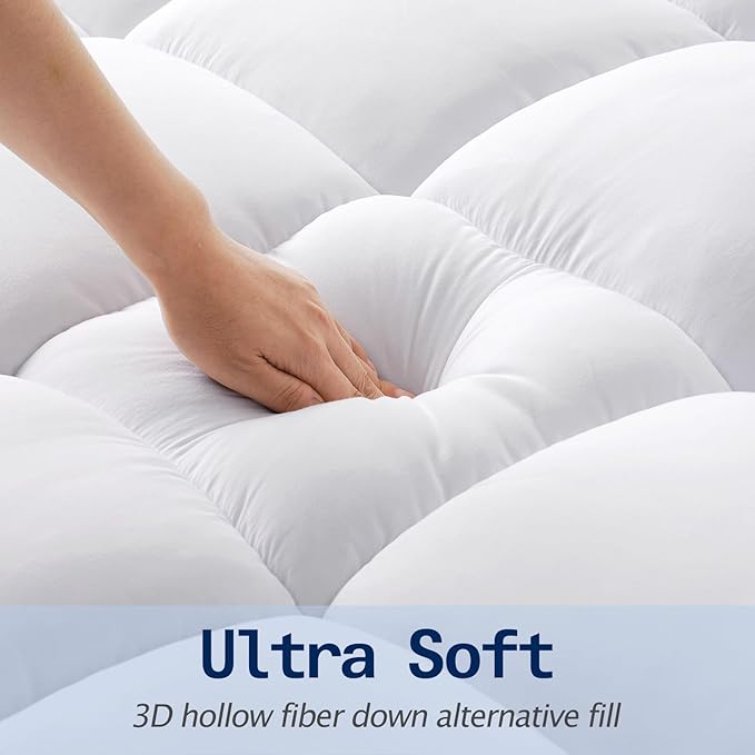 SOPAT Mattress Topper Full XL Size Extra Thick Mattress Pad 8-21" Deep Pocket Soft Down Alternative Fill Mattress Protector Pillow Top Mattress Cover (54x80 Inches, White)