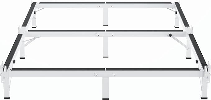 MAF Metal Bed Frame King, 9-Legs Support Bed Base, 8 Inches King Bed Frame for Box Spring and Mattress, Basics Bed Frame Headboard Attachable Tool-Free Easy Assembly, White